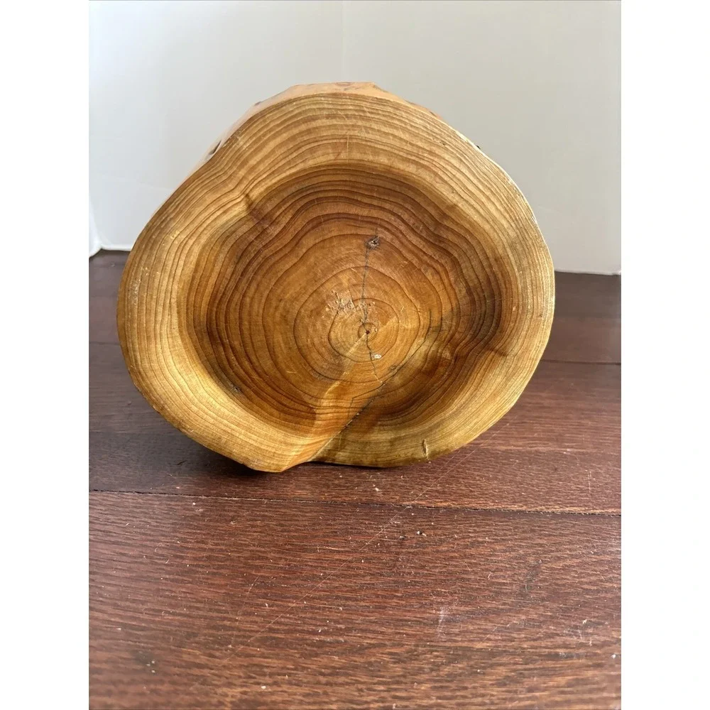 Hand Carved Burl Wood Basket Bowl‎ Knotted Centerpiece 8x8x7 Farmhouse Primitive